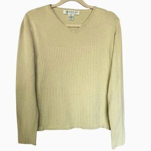 Austin Reed Silk Cashmere Sweater Light Green V Neck Knit Womens Large